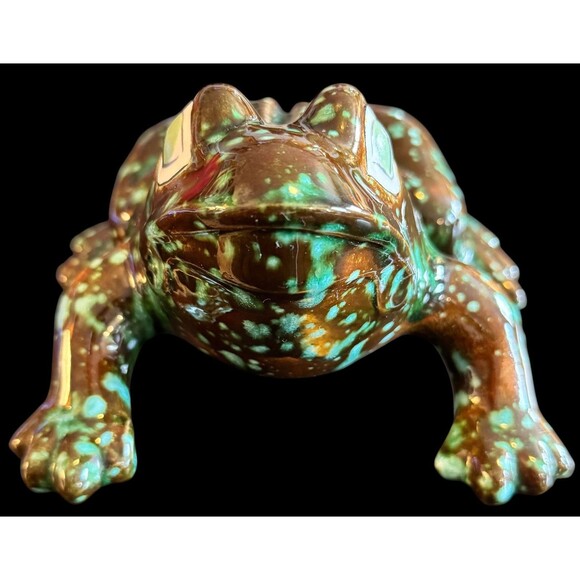 Vintage Large Green Ceramic Frog 🐸 Toad Figurine Hand Crafted Signed Dated 1971 - Picture 10 of 16